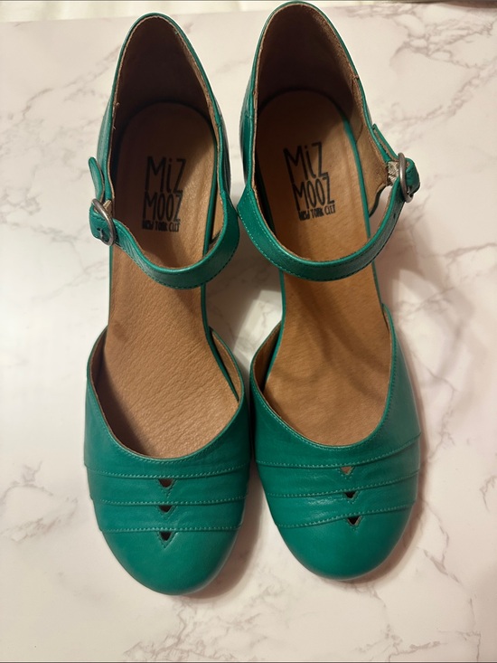 Miz Mooz Shoes - Miz Mooz Teal Green Frenchy Heels with Ankle Strap